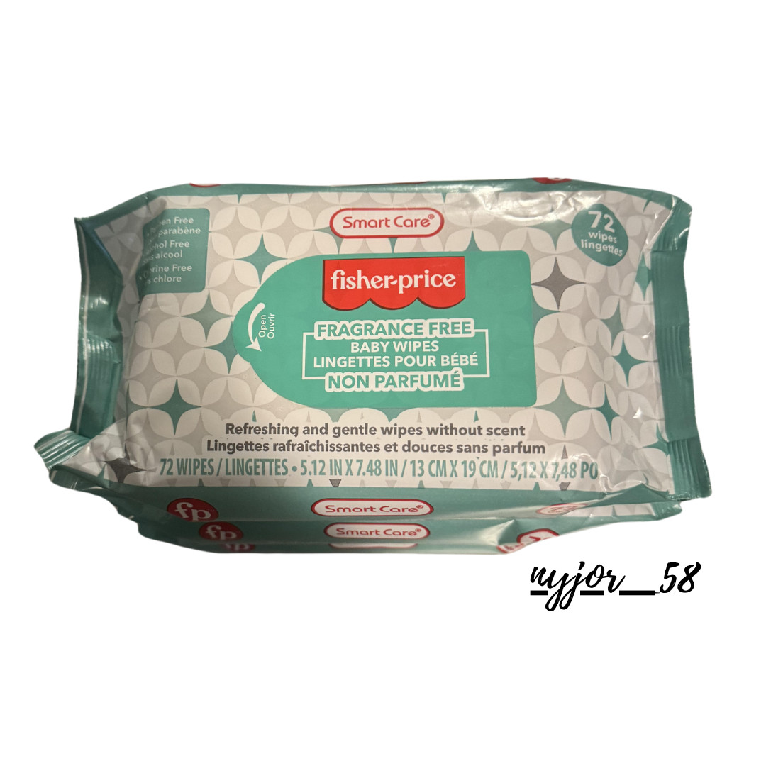 Fisher-Price Smart Care Baby 72 Wipes Fragrance-Free New 3-Pack