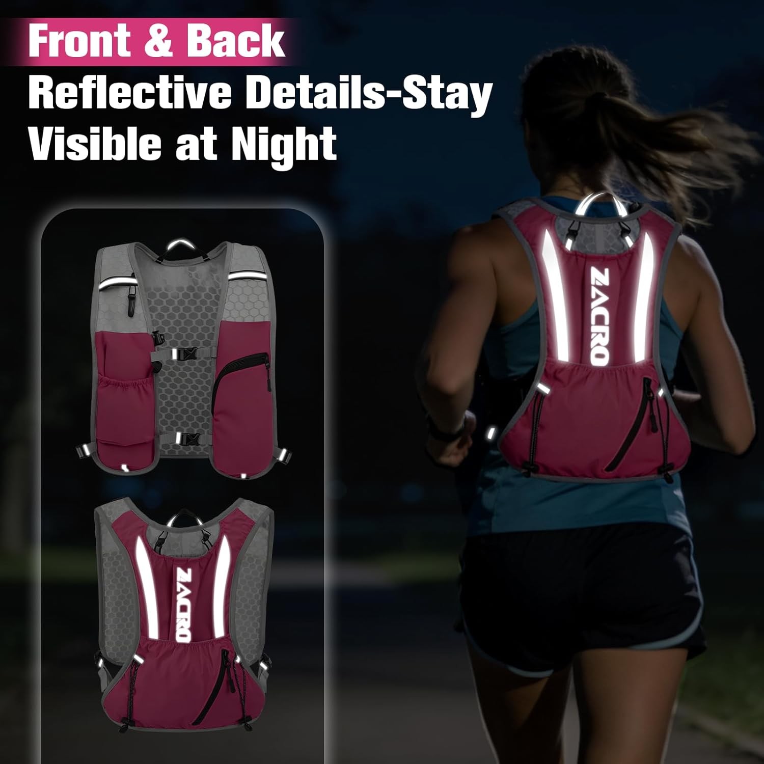 Running Hydration Vest Backpack 2L Water Bladder Hiking Cycling Pack