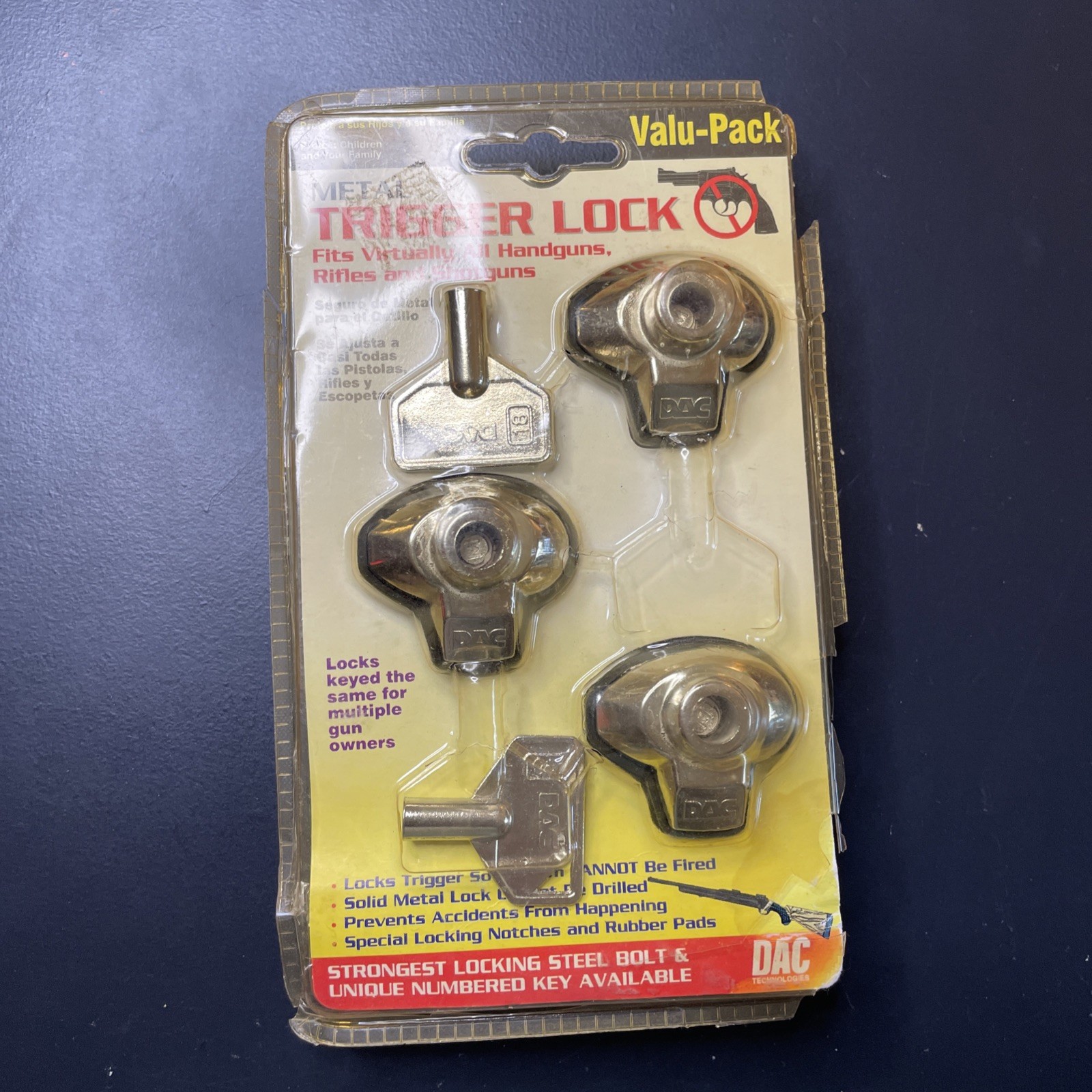 DAC Technologies Metal Trigger Locks 3 Locks 2 Keys