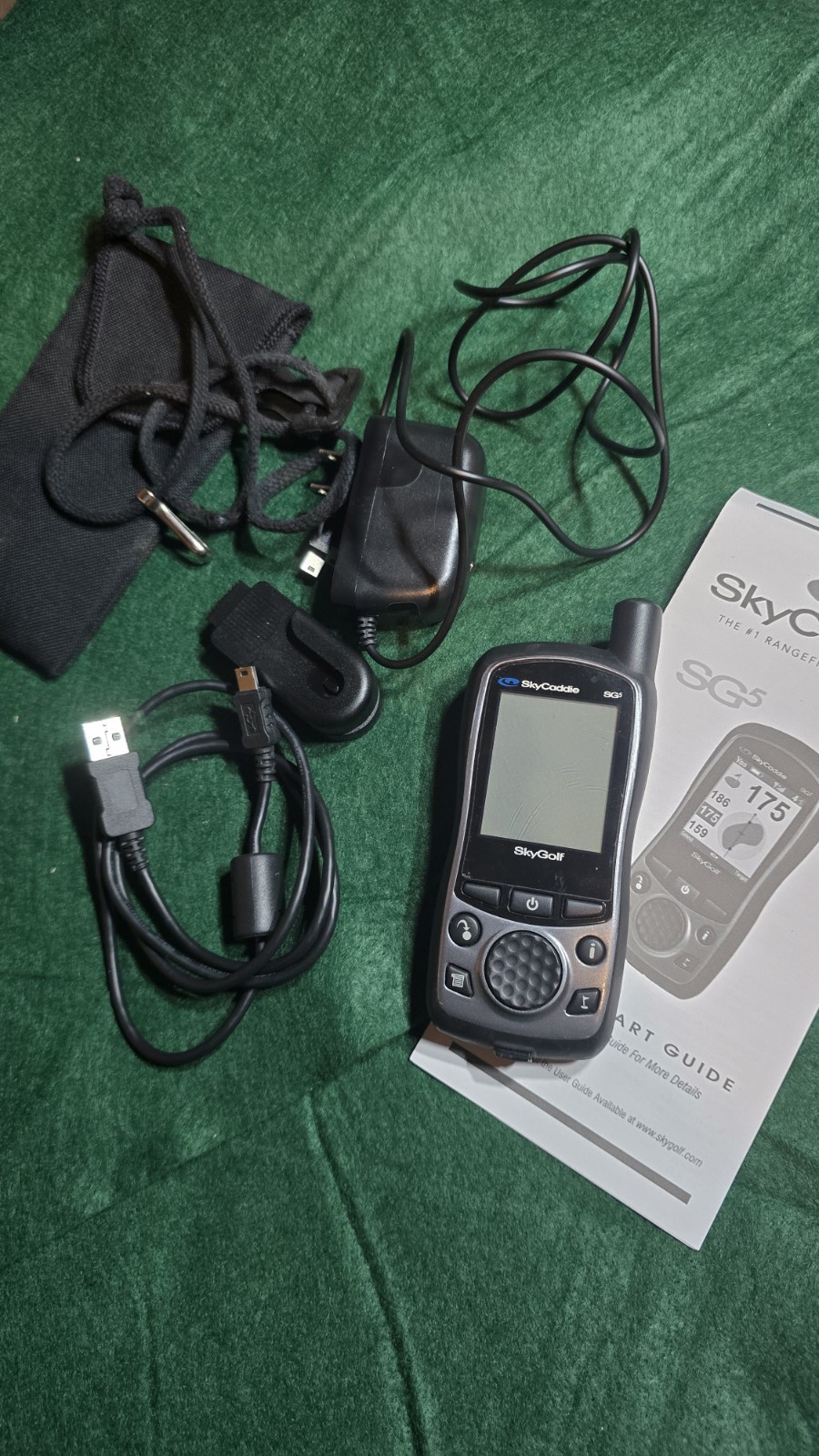 SkyCaddie SG5 Golf GPS Rangefinder Handheld Case Charge Cord Instructions