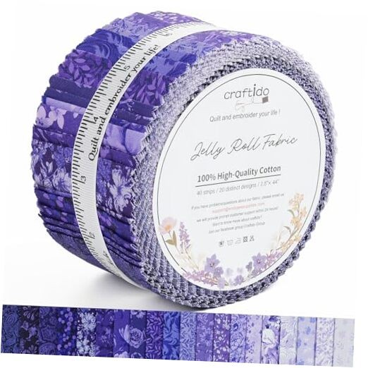-18 Options-100% Cotton Jelly Roll Fabric Precut Strips for Royal Purple