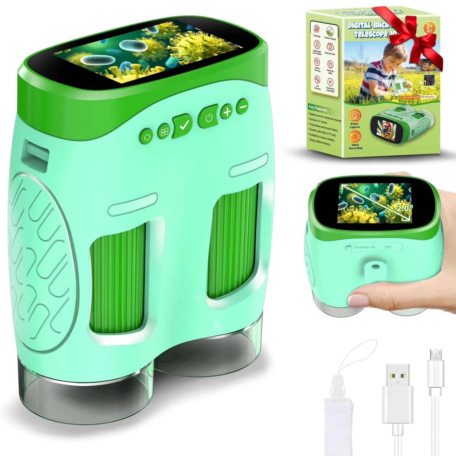 1000X Handheld Microscope for Kids Temodu 4K 2.0 Screen Educational Science Ki
