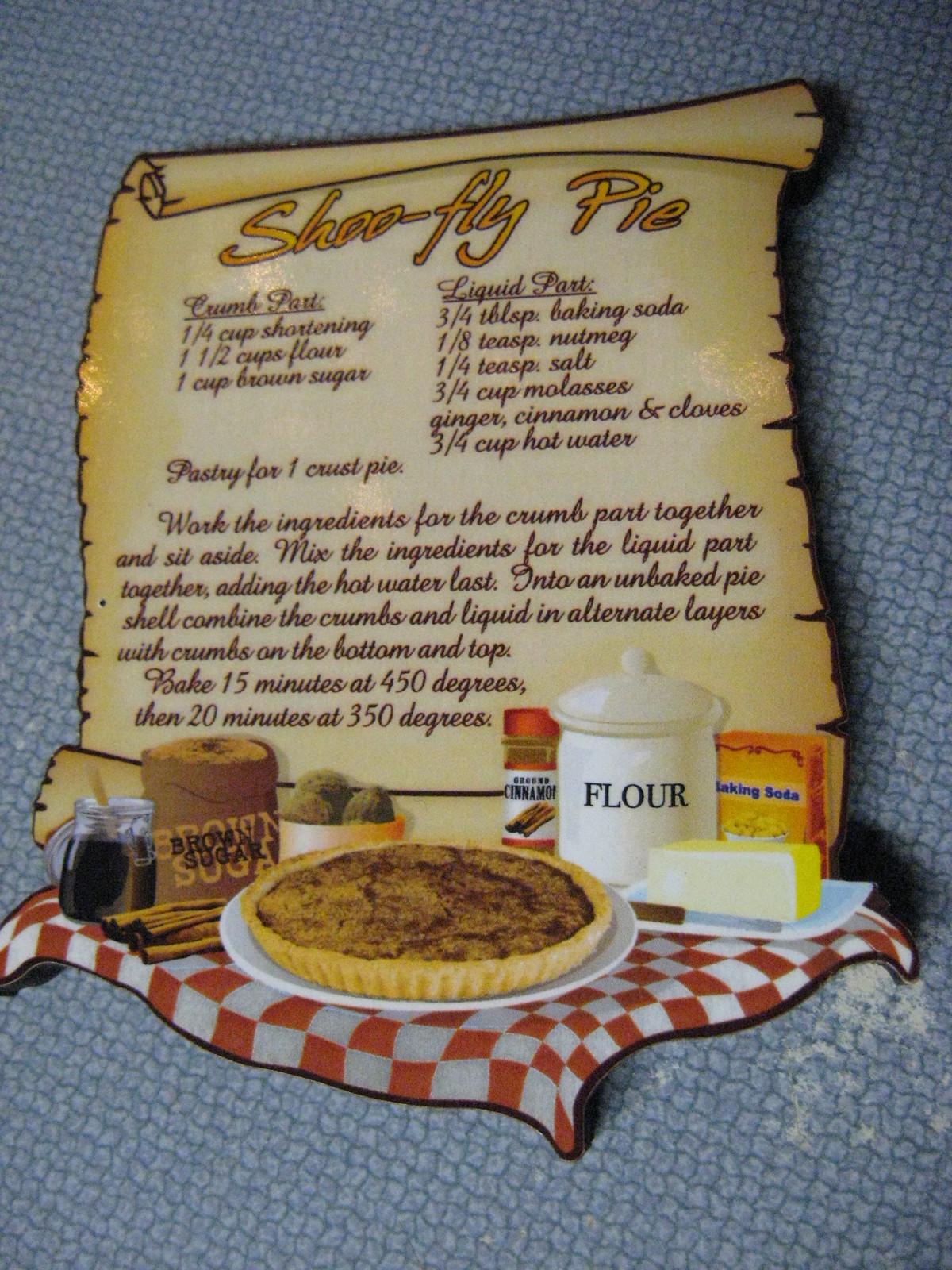 Amish Country Complete Shoo Fly Pie Recipe Refrigerator Stove Magnet