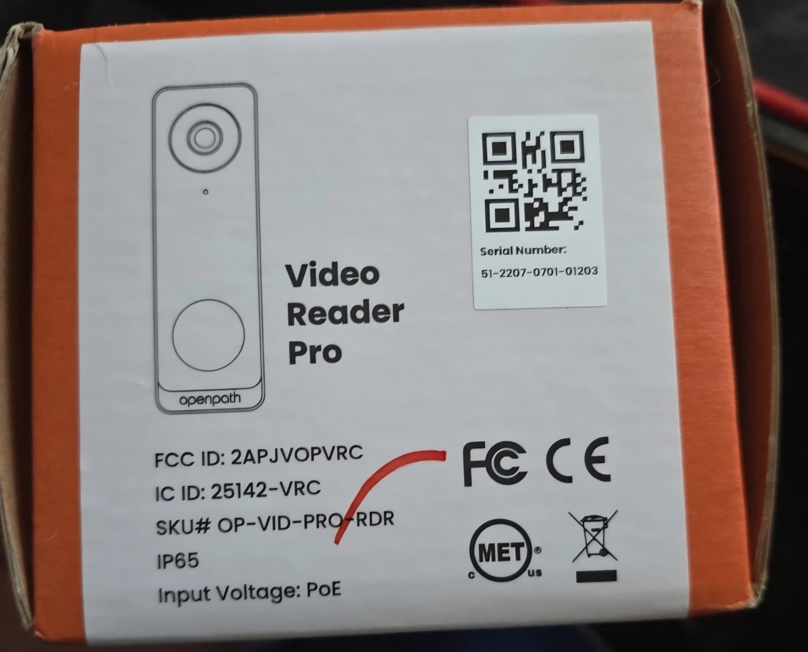Openpath Video Reader Pro OP-VID-PRO-RDR New Sealed