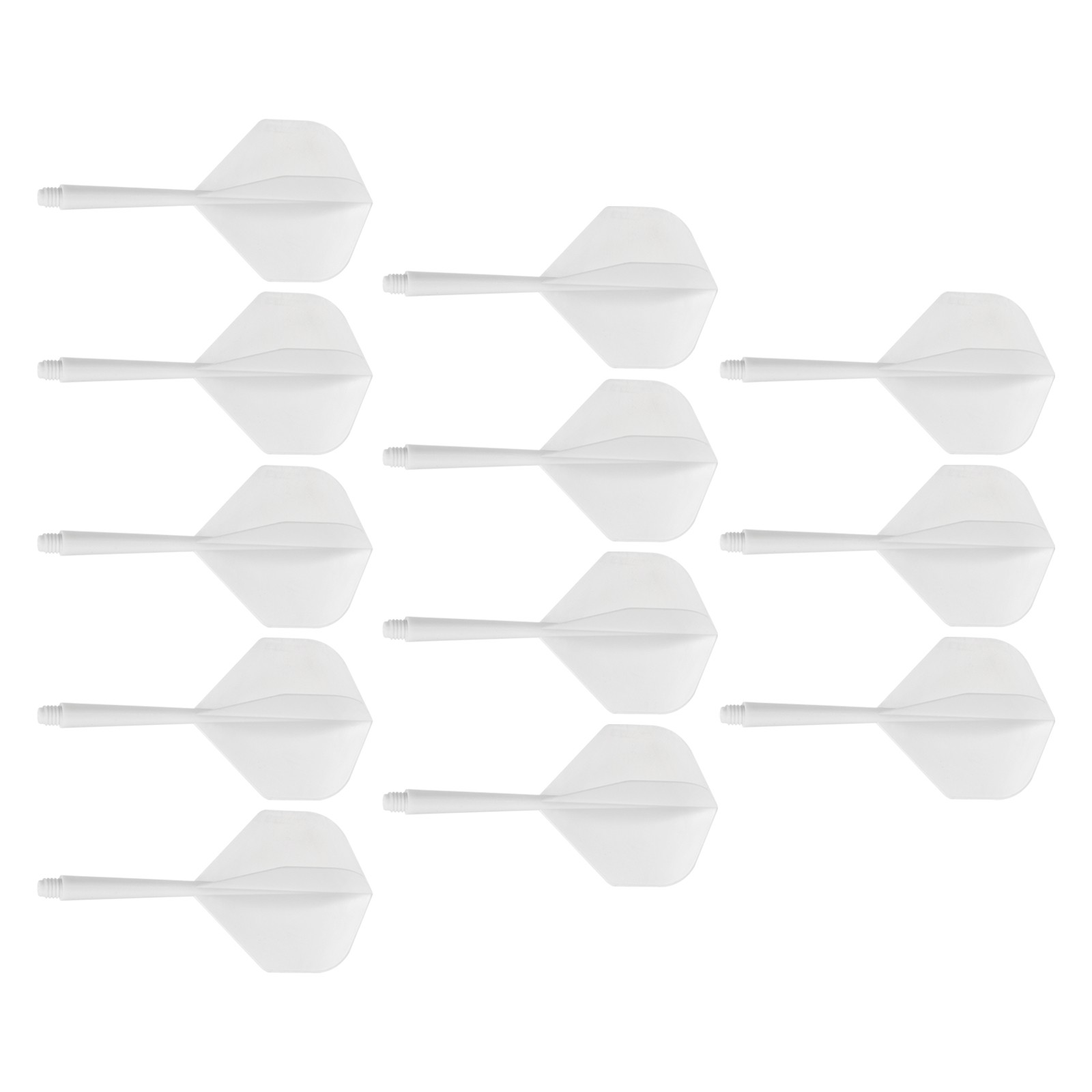 12Pcs Integrated Dart Shaft Flights,Plastic Darts Flights Set(White)