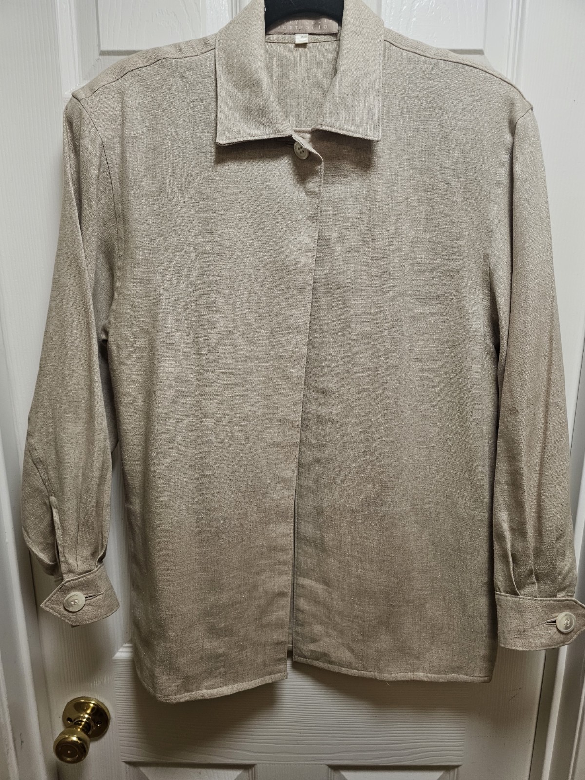 Perry Ellis Portfolio Linen Cardigan Size P | Beige | 100% Linen | Pockets