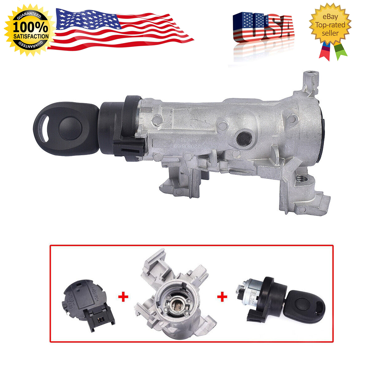 Ignition Switch With Lock Cylinder Key For Audi VW Golf Jetta Rabbit 2006-2011