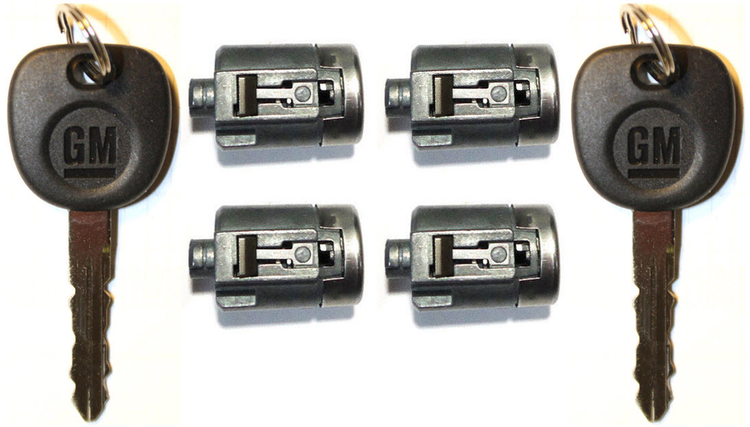 NEW Chevy Express Van 02-07 OEM Set of 4 Door Lock Cylinders Keyed Alike 2 Keys