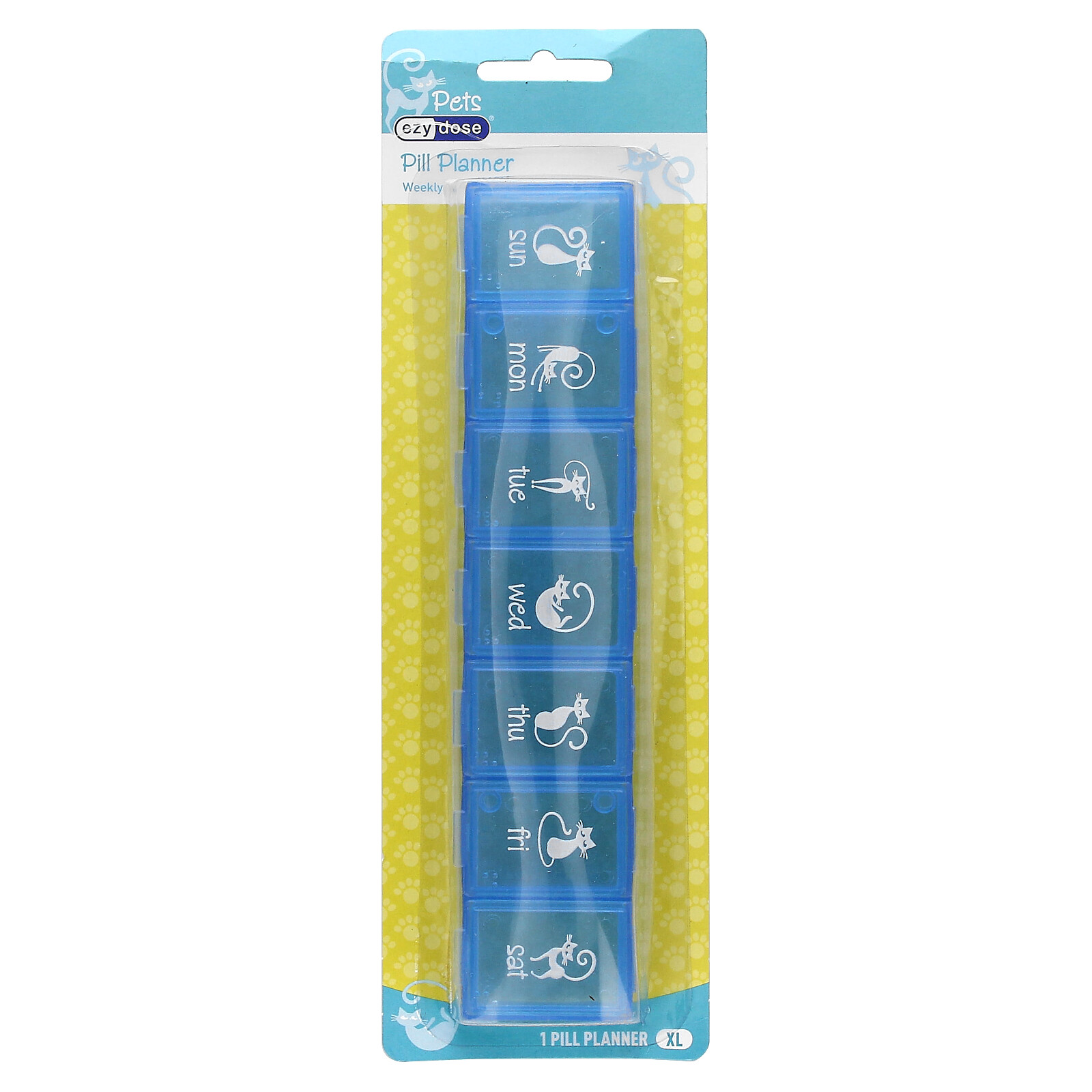 Pets, Weekly Pill Planner, Cats, XL, 1 Count