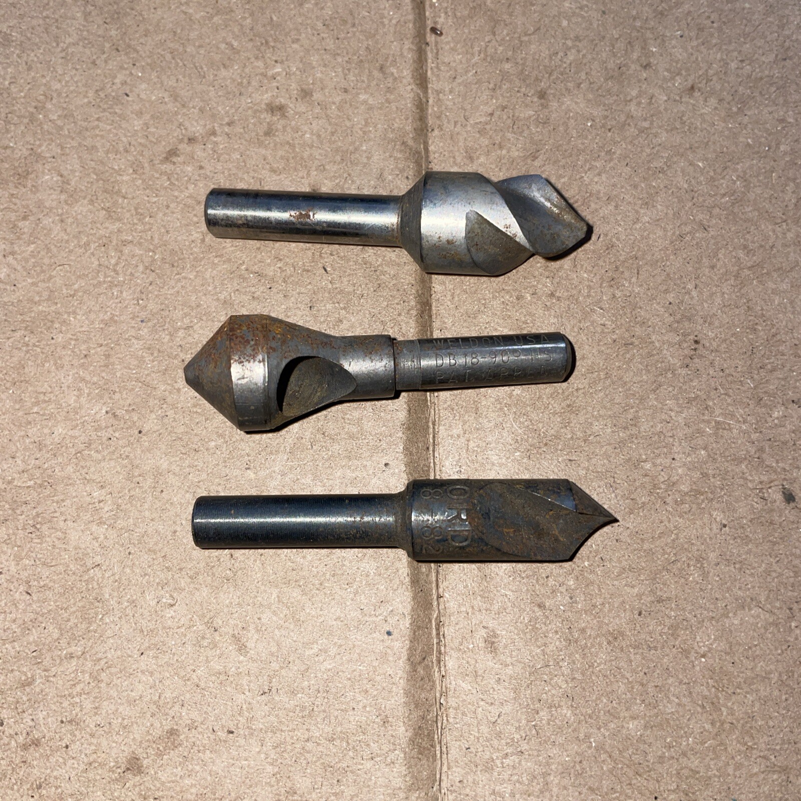 3 Miscellaneous HS Fluted Countersinks … See Photos ! Ford, Weldon & Unmarked !
