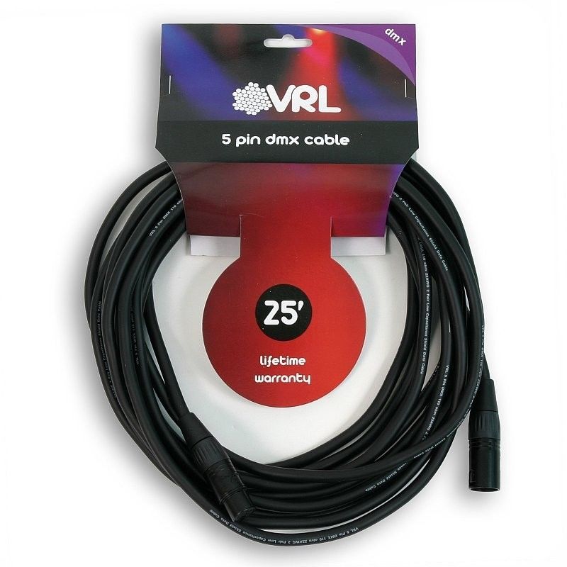 4 VRL 5 Pin 25' ft DMX Pro DJ Shielded Lighting Light Data Cables - 22 Gauge