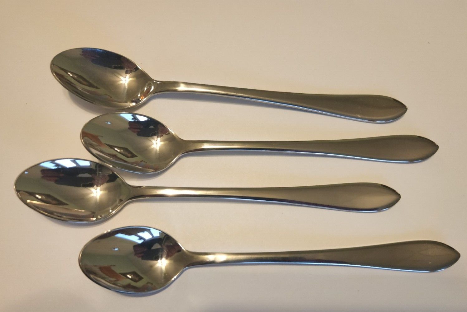 (4) Four 18/8 Stainless Retroneu ROSEANNE iced tea spoons 7" NICE!!