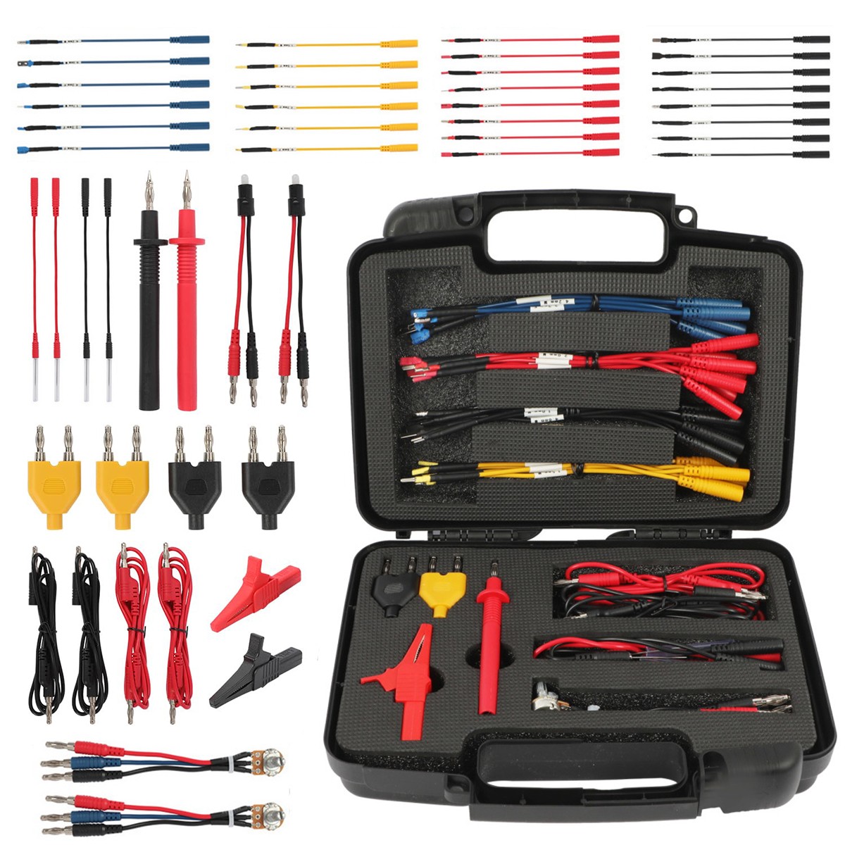 48pcs Multimeter Test Leads Kit Electrical Alligator Clip Probes Wire Connector