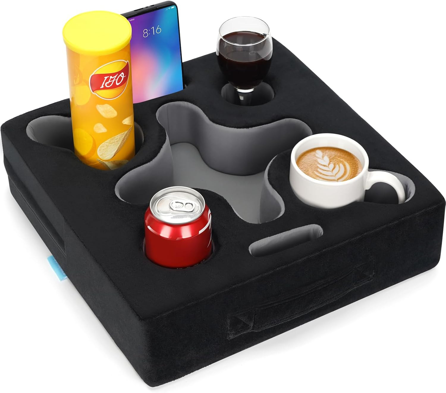 Couch Cup Holder Pillow-Sofa Cup Holder Tray Caddy Cupholder for Bed, Rv, Tv, Ca