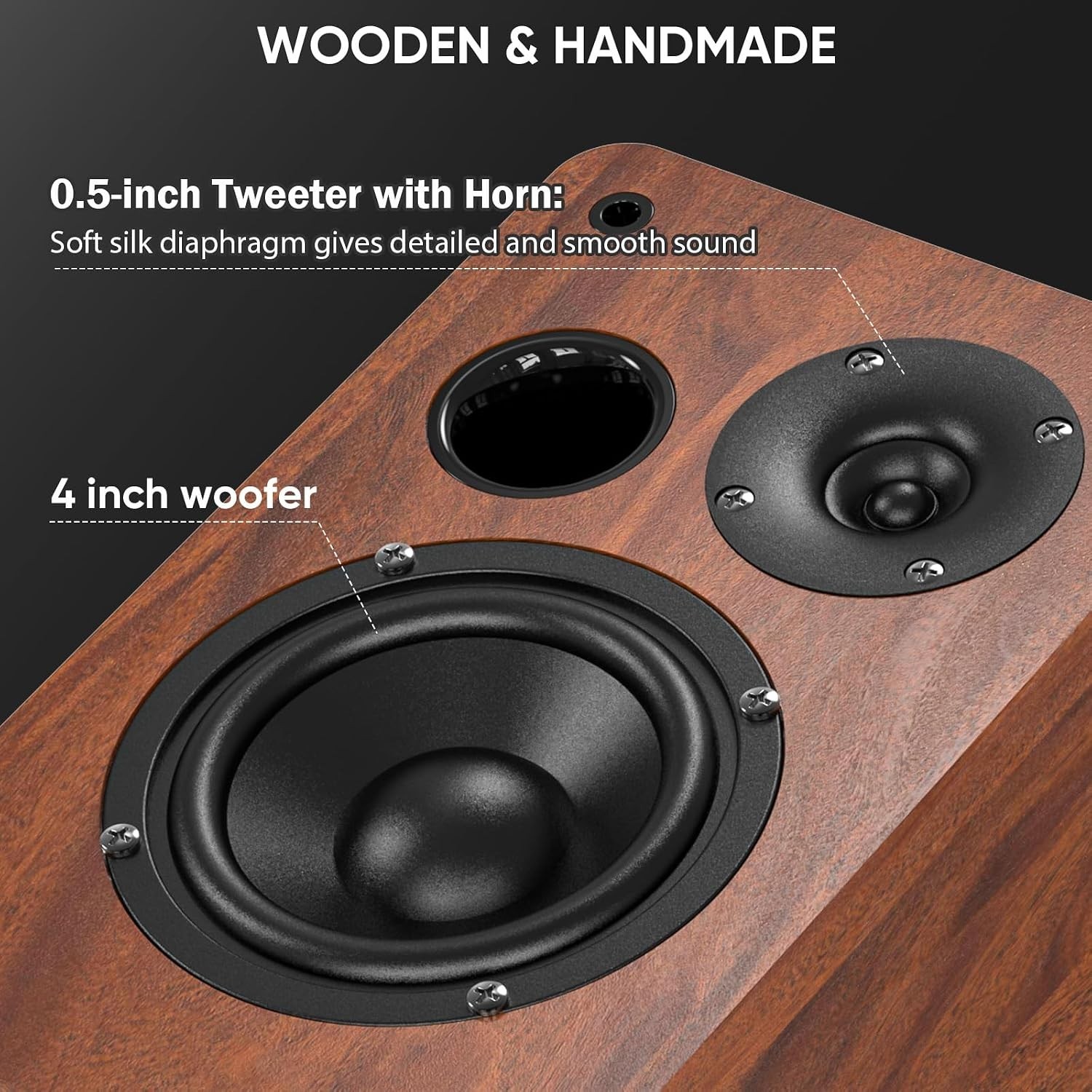 Dynamic Bluetooth Bookshelf Speakers with Remote Control & Subwoofer Output