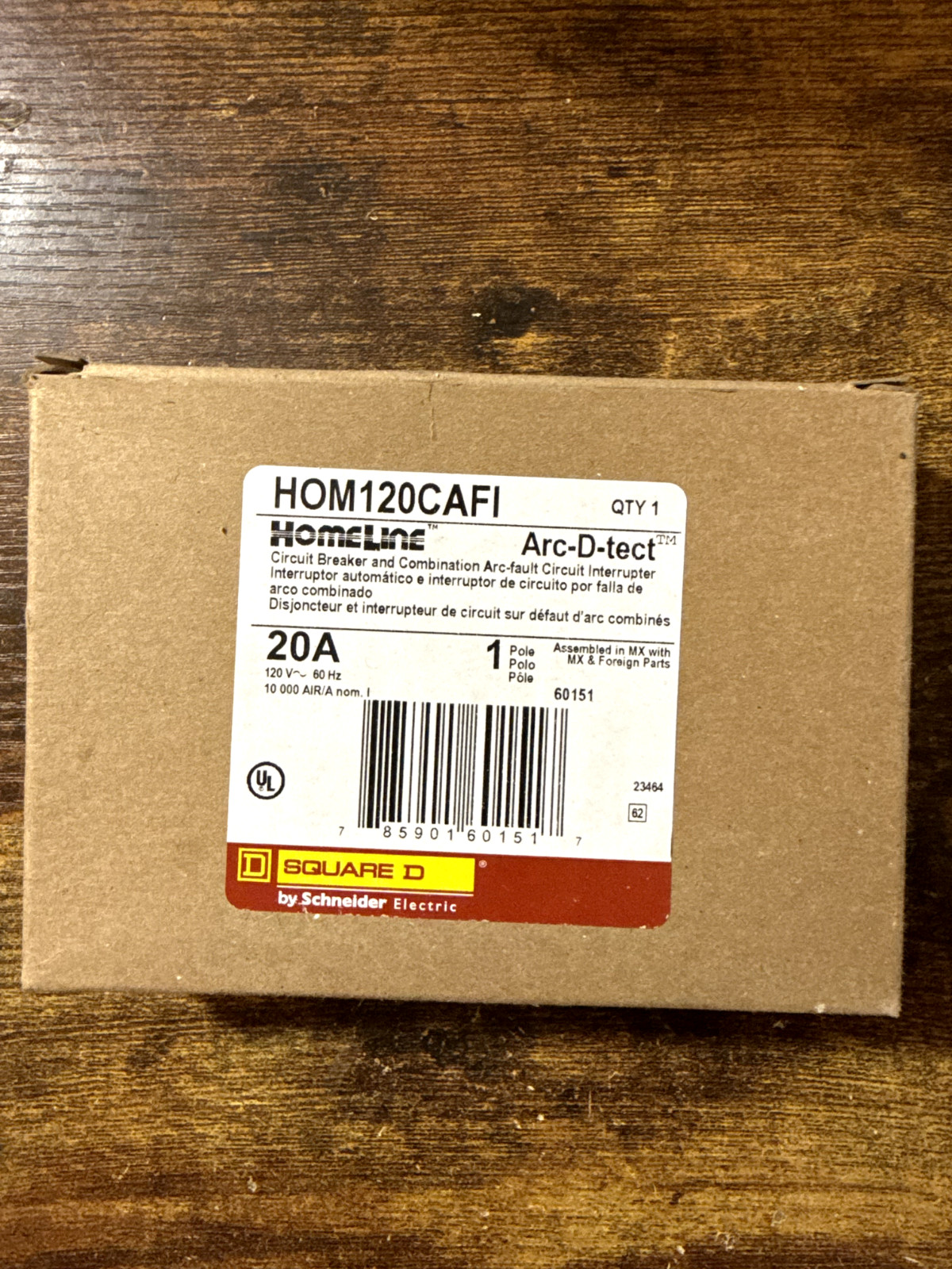 Square D HOM120CAFIC 20A Combination Arc Fault Circuit Interrupter (CAFI)