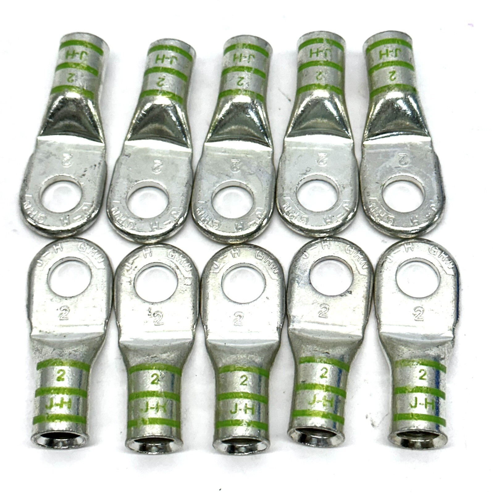 (LOT OF 10) BURNDY  COMPRESSION TERMINAL No2 AWG LUG 3/8 HOLE