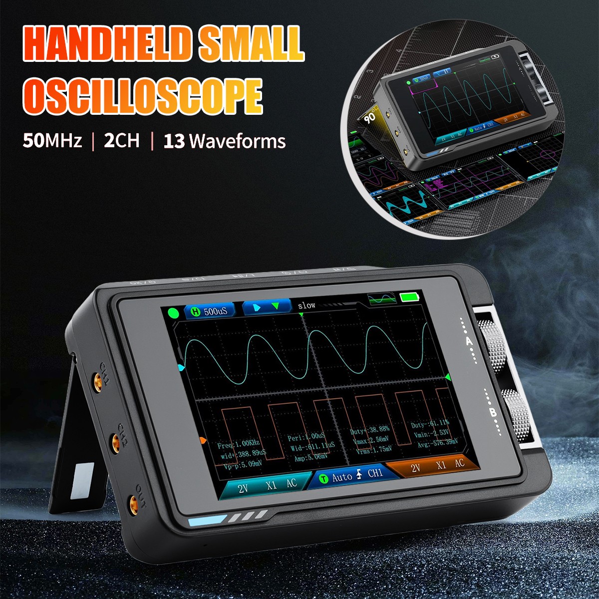 DS215H 2-IN-1 Handheld Digital Oscilloscope Signal Generator Dual Channel 50MHZ