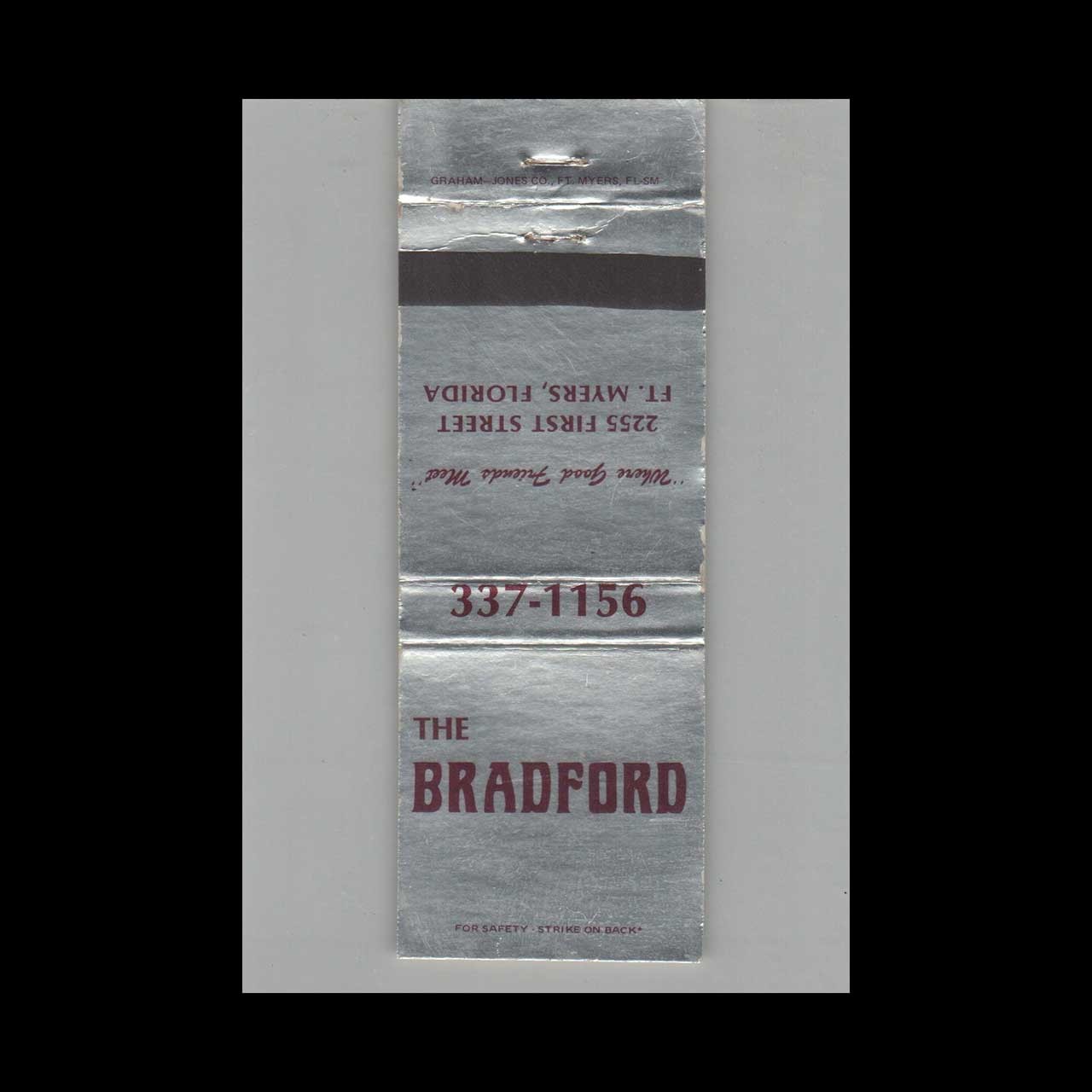 Matchbook Cover The Bradford Fort Myers, FL