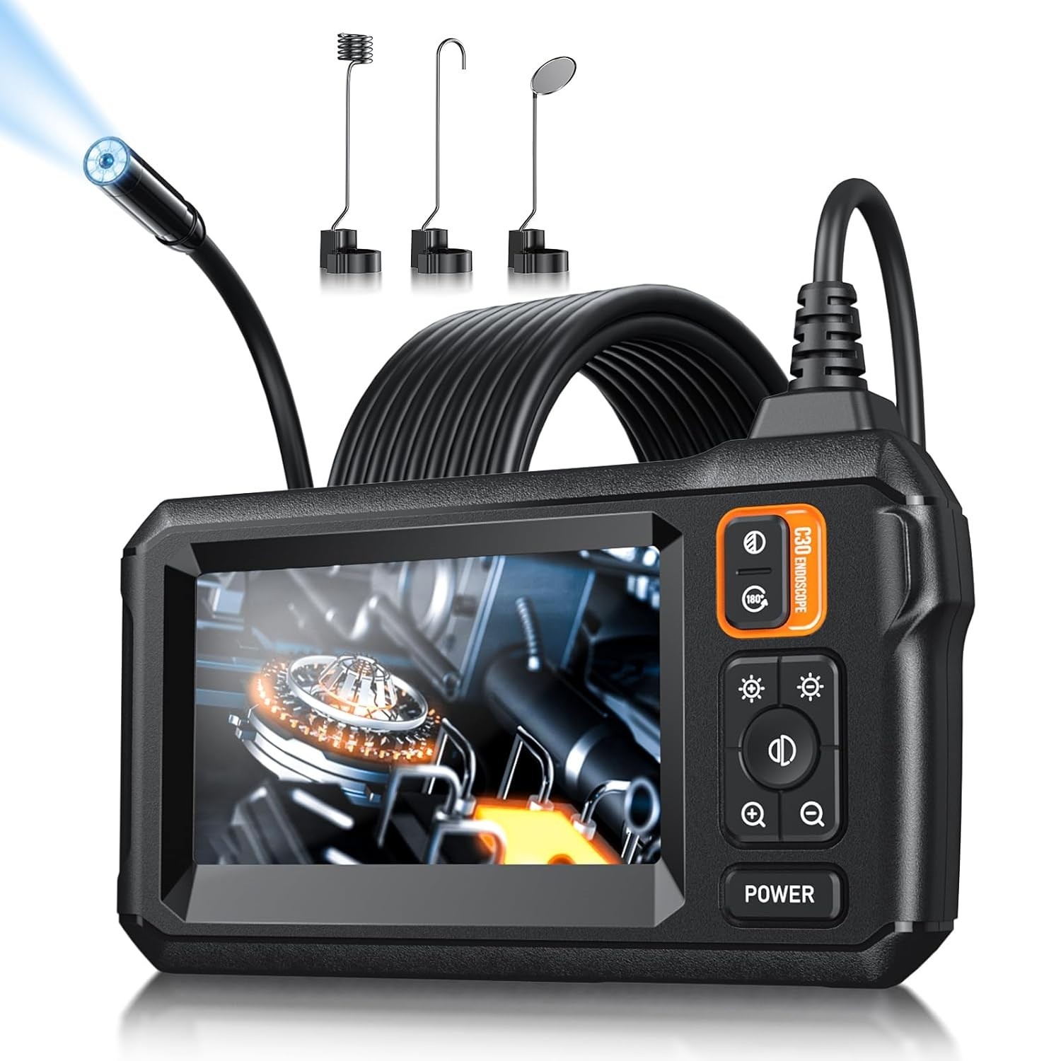 Boroscopio, Camara Endoscopica Hd 1080P Con Luz, Inspeccion De Pantalla De 4...