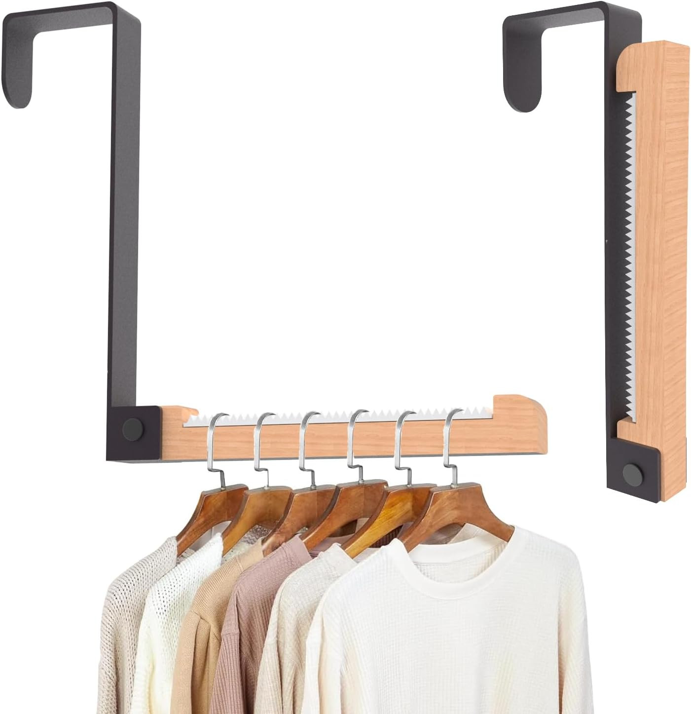 2-Pack over Door Hooks, Foldable Heavy Duty Black, Space-Saving Hangers for Coat