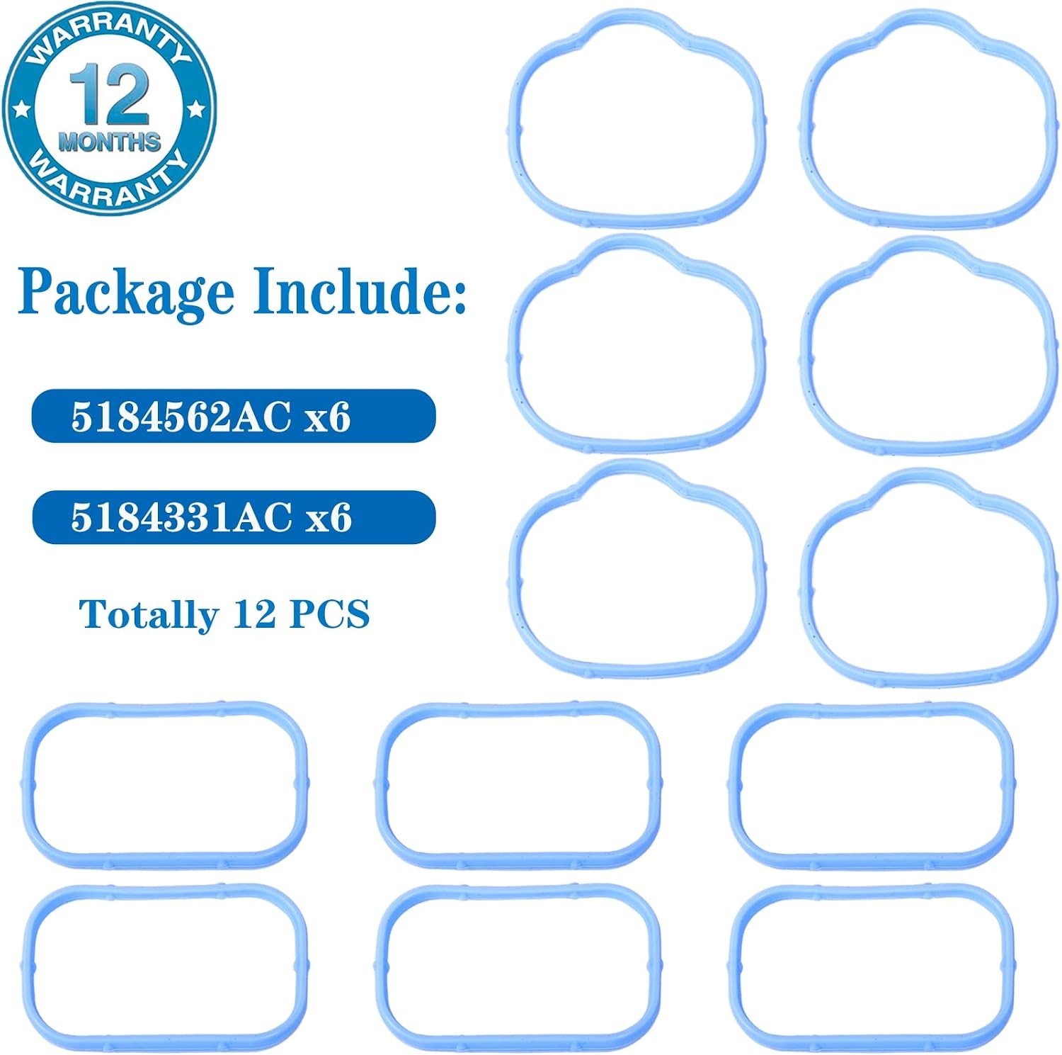 MS97204 Intake Manifold Gasket Lower &Upper Gasket Plenum Set (12PCS)