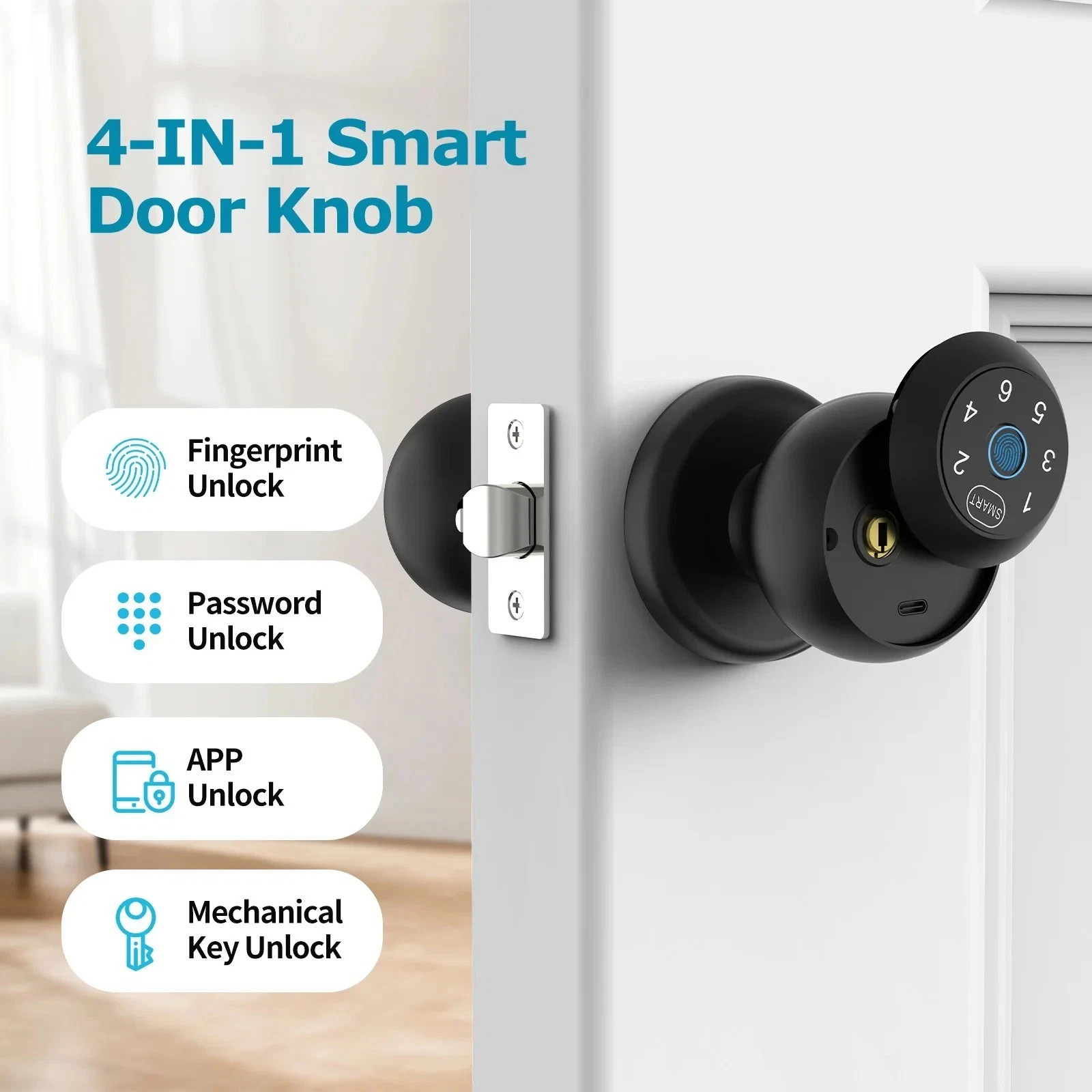 Viladepot Smart Fingerprint Door Lock WiFi App Remote Control Keyless Entry