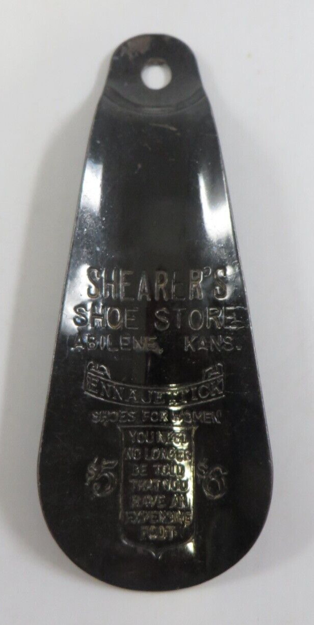 Vtg 30's ENNA JETTICK Shoehorn Advertising ABILENE, KANSAS Shearer's Shoe Store