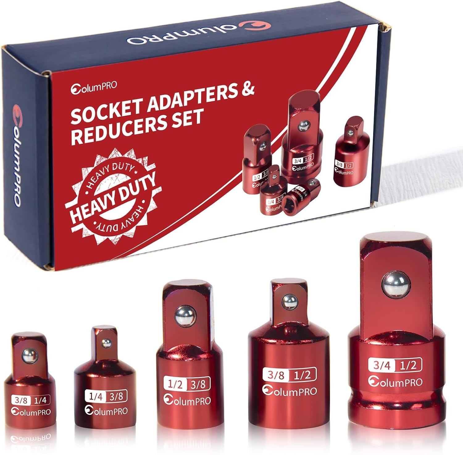 5PCS Impact Socket Adapter Set,Socket Converter&Reducer,1/2 to 3/4,1/2 to 3/8,3/