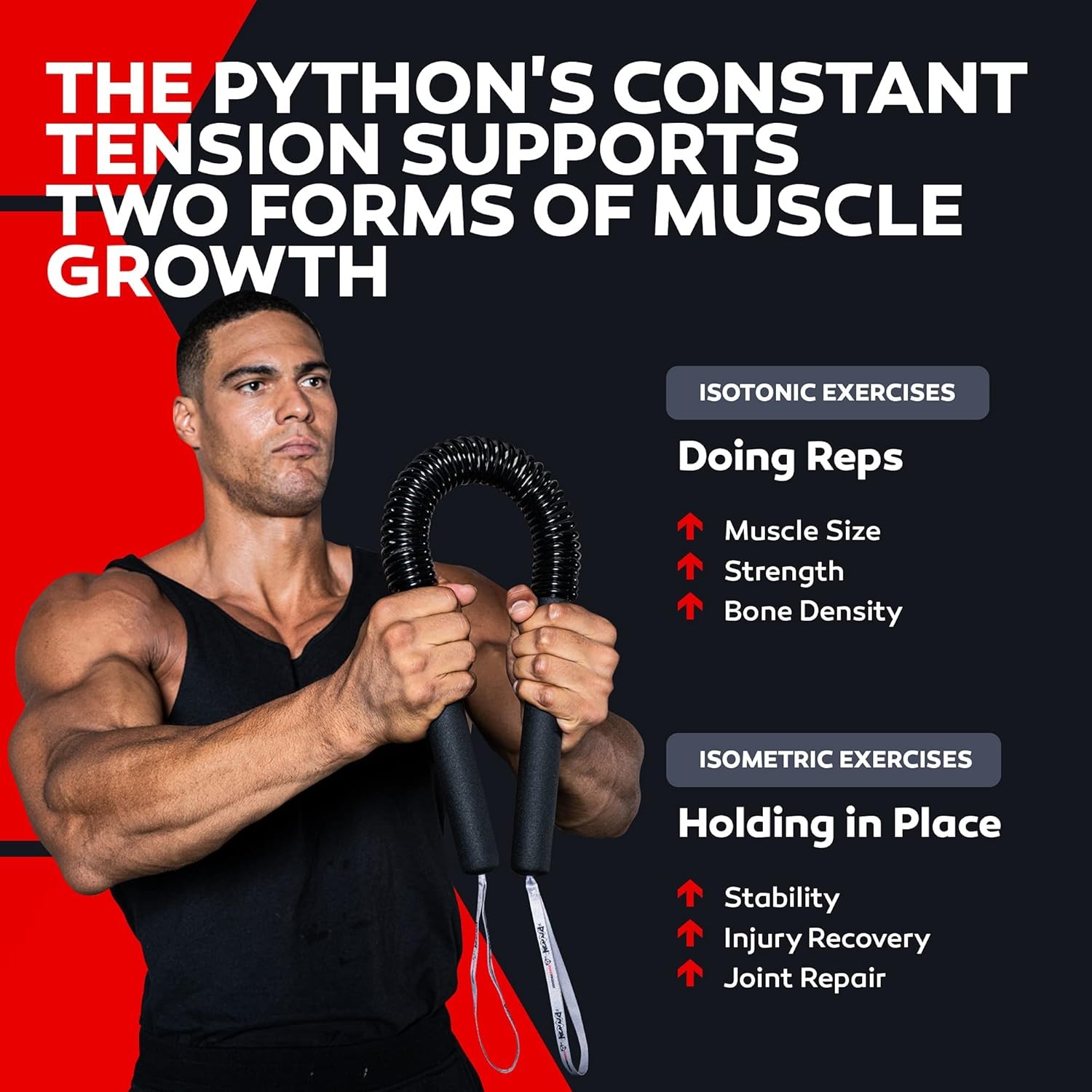 Python Power Twister Bar - Upper Body Exercise for Chest, Shoulder, Black