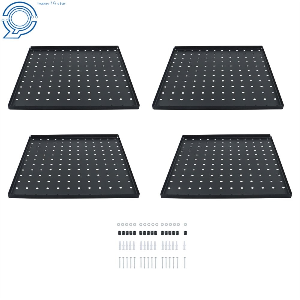 4 Pack 12"x12" Black Metal Peg Board For Walls Garage Workbench Shed Kitchen