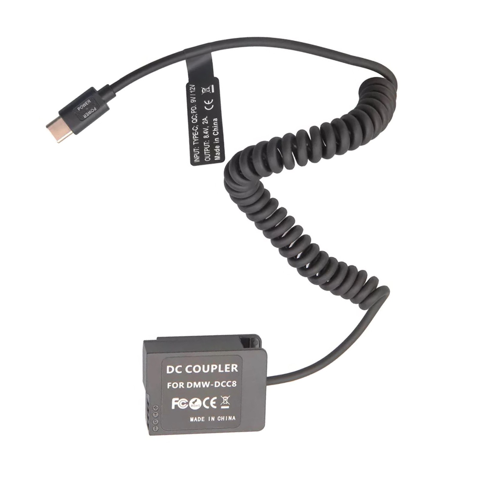 1pc USB-C to DMW-BLC12/DCC8 Dummy Battery Power Cable for Panasonic FZ300 G7