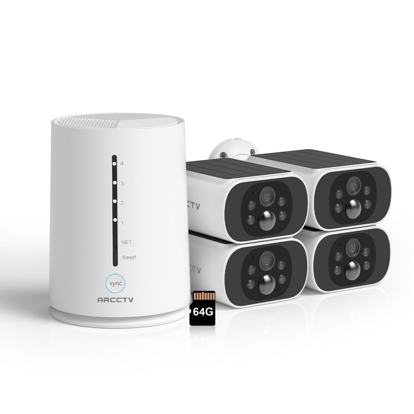 ARCCTV Solar Battery Powered Wifi Outdoor Home Security Camera System Wireless