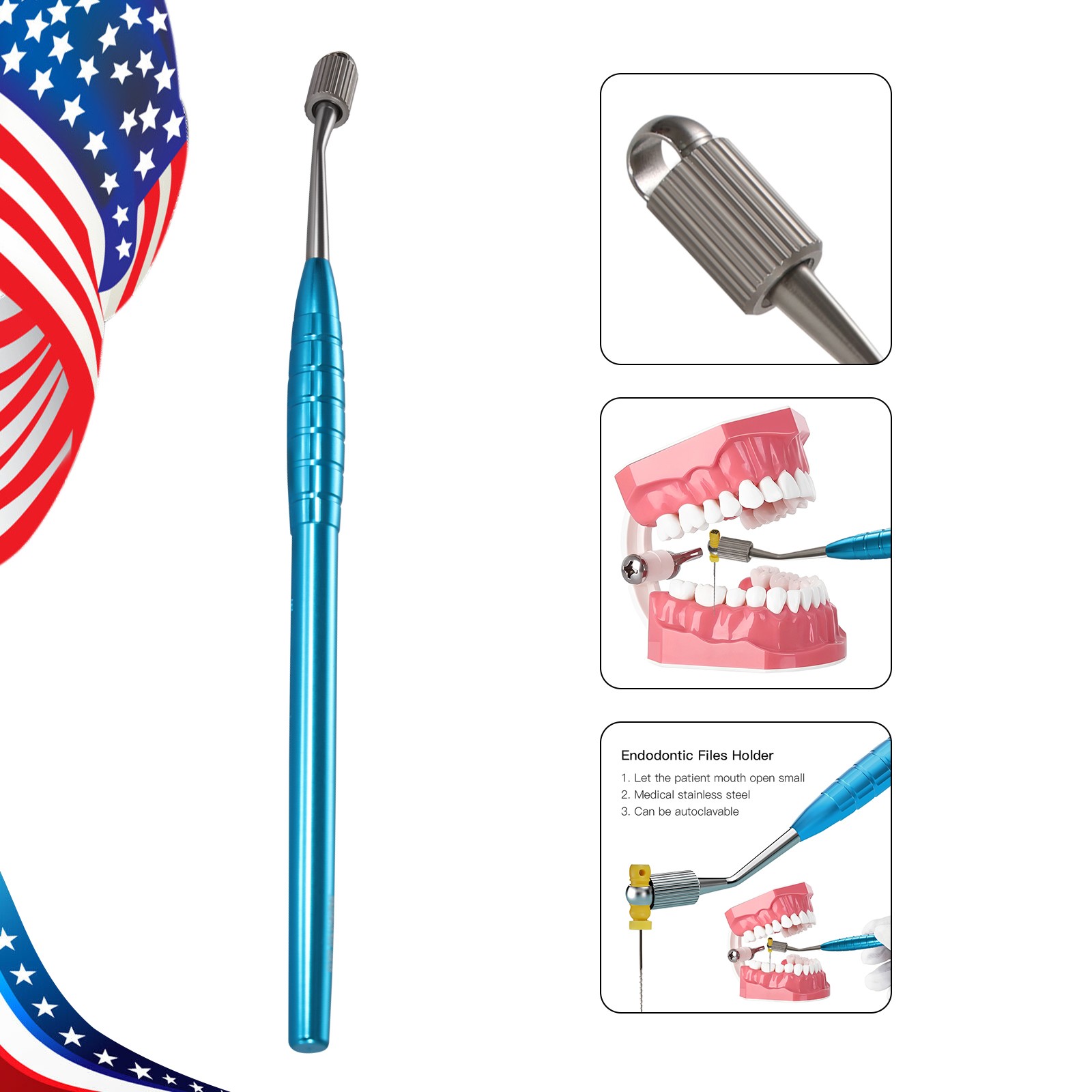 Dental Endo Files Holder K-File Handle Hand Use Posterior Root Canal Clip