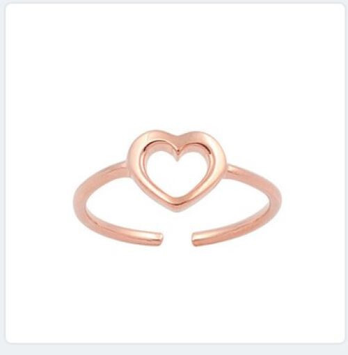 Rose golg heart sterling silver toe ring