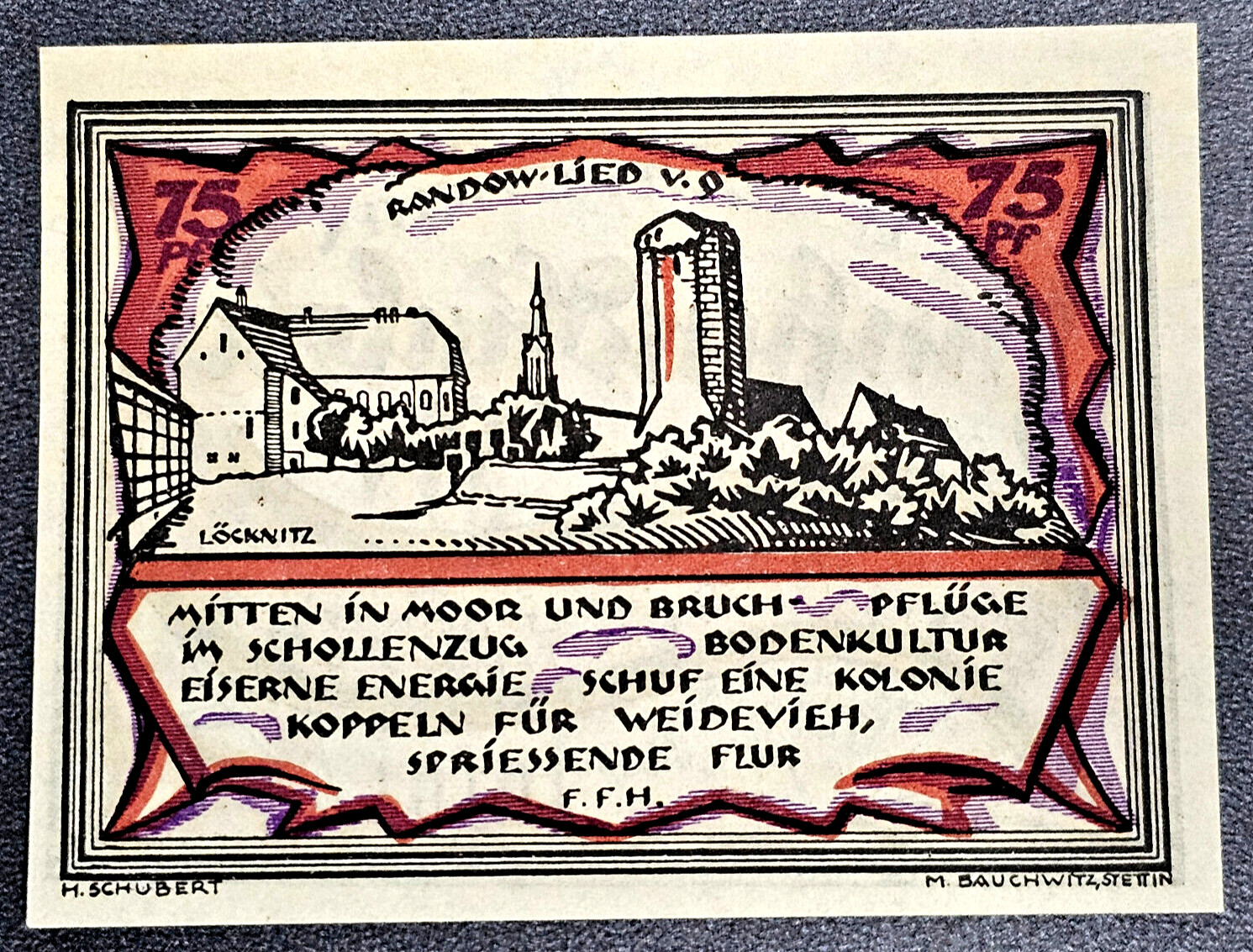 STETTIN (SZCZECIN) NOTGELD 75 PFENNIG 1921 EMERGENCY MONEY GERMANY (33875)