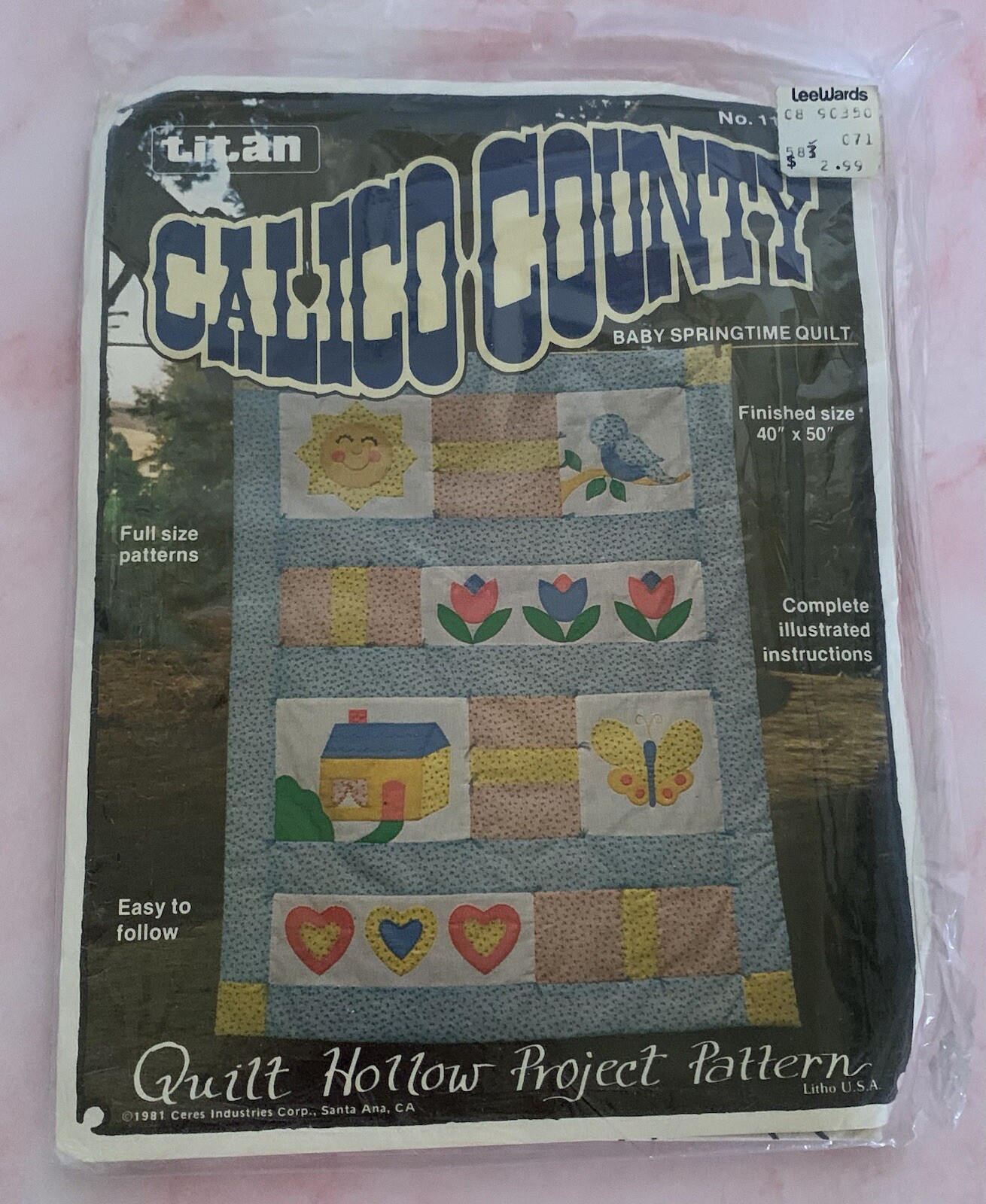 Titan Calico County Quilt Hollow Project Pattern Baby Springtime Quilt Vtg NIP
