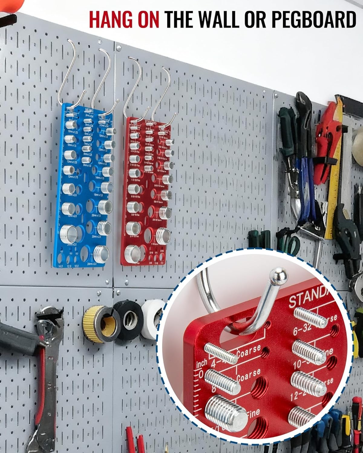 62pc Nut and Bolt Thread Checker SAE Metric Bolt Identifier & Drill Bit Gauge