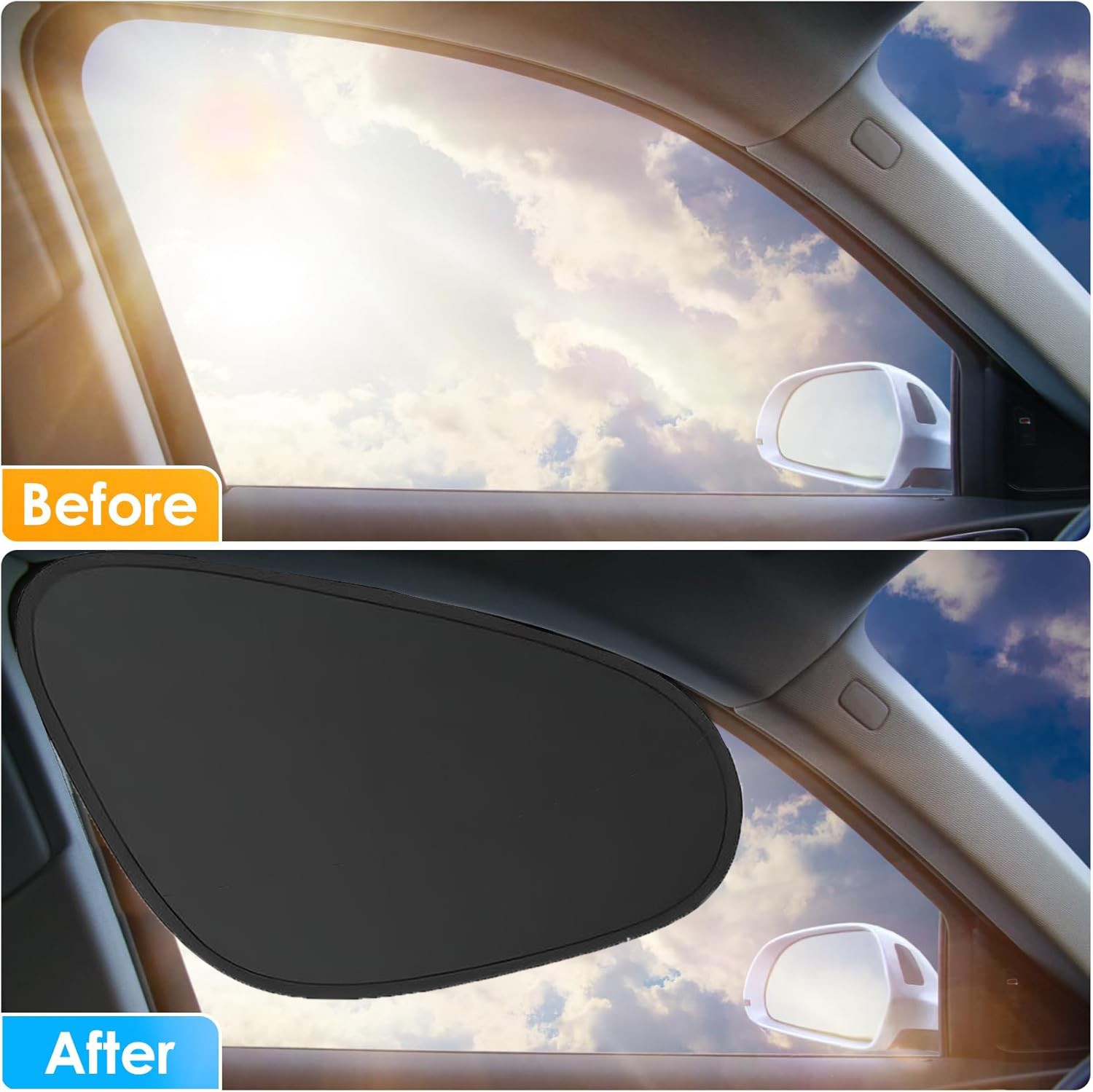 2 For Mini Cooper Car Side Window Sun Shade Static Cling UV Block Visor Extender