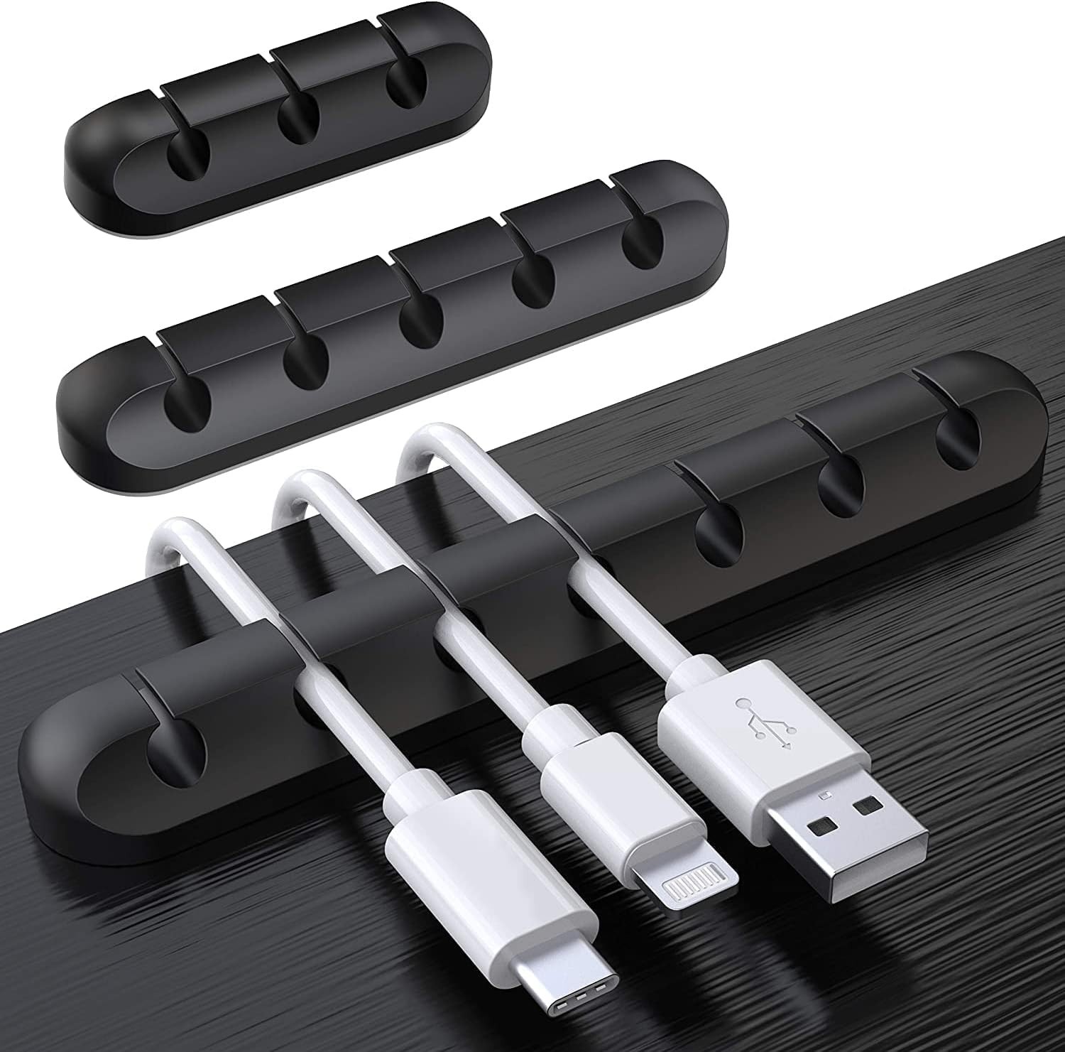 3-Pack Modern Silicone Cable Holder Clips for Desktop or Nightstand Use