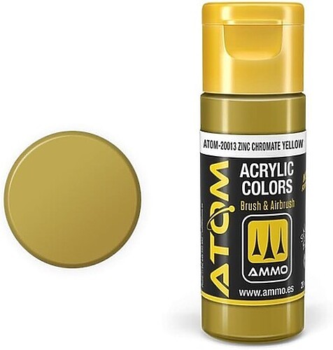 Ammo Atom Color - Zinc Chromate Yellow 20ml Bottle - Hobby and Model Acrylic