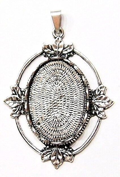 6 of 25x18mm Antique Silver Victorian Scallop Leaf Pendants Settings 52x37mm