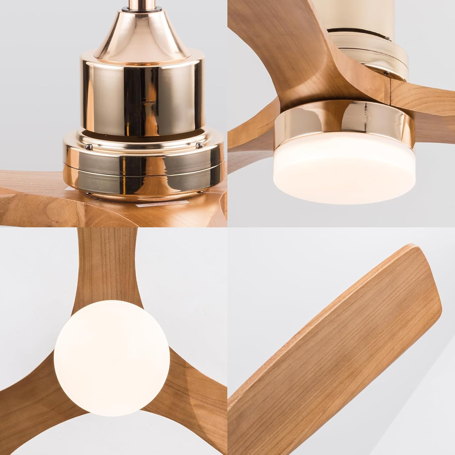 Rose Gold 48" Modern Ceiling Fan with Light & Remote, 6-Speed DC Motor