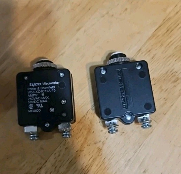 Potter & Brumfield W58-XC4C12A-15 Circuit Breaker (2 Pcs) 15 Amp 250VAC NEW Low$