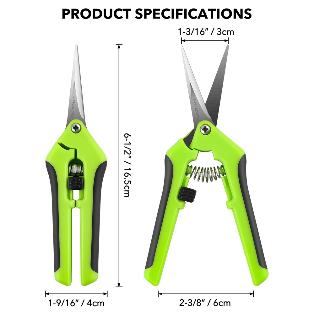 Green Ergonomic Spring Action Scissors Craft Shears with Stainless Steel Blades