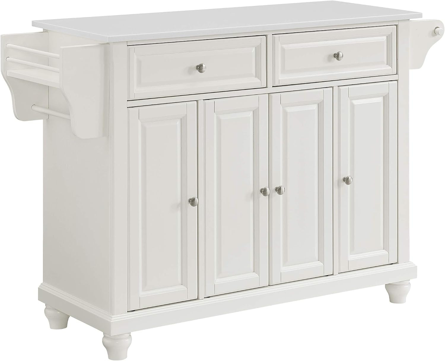 Cambridge Stone Top Rolling Kitchen Island Storage Cart, Microwave Stand, Spice