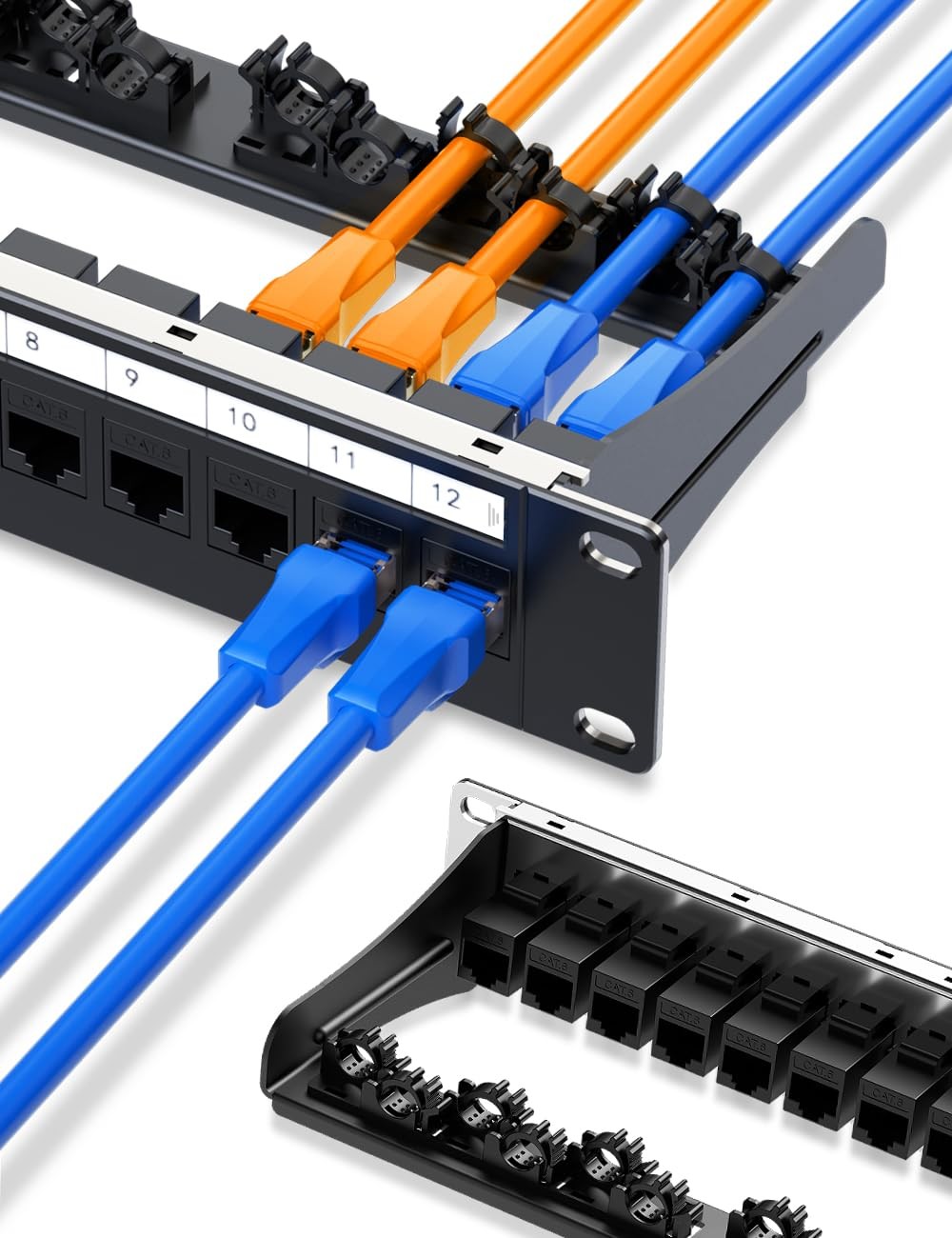 1U 12 Port Cat6 Keystone Patch Panel RJ45 UTP Cable Management 10 Inch