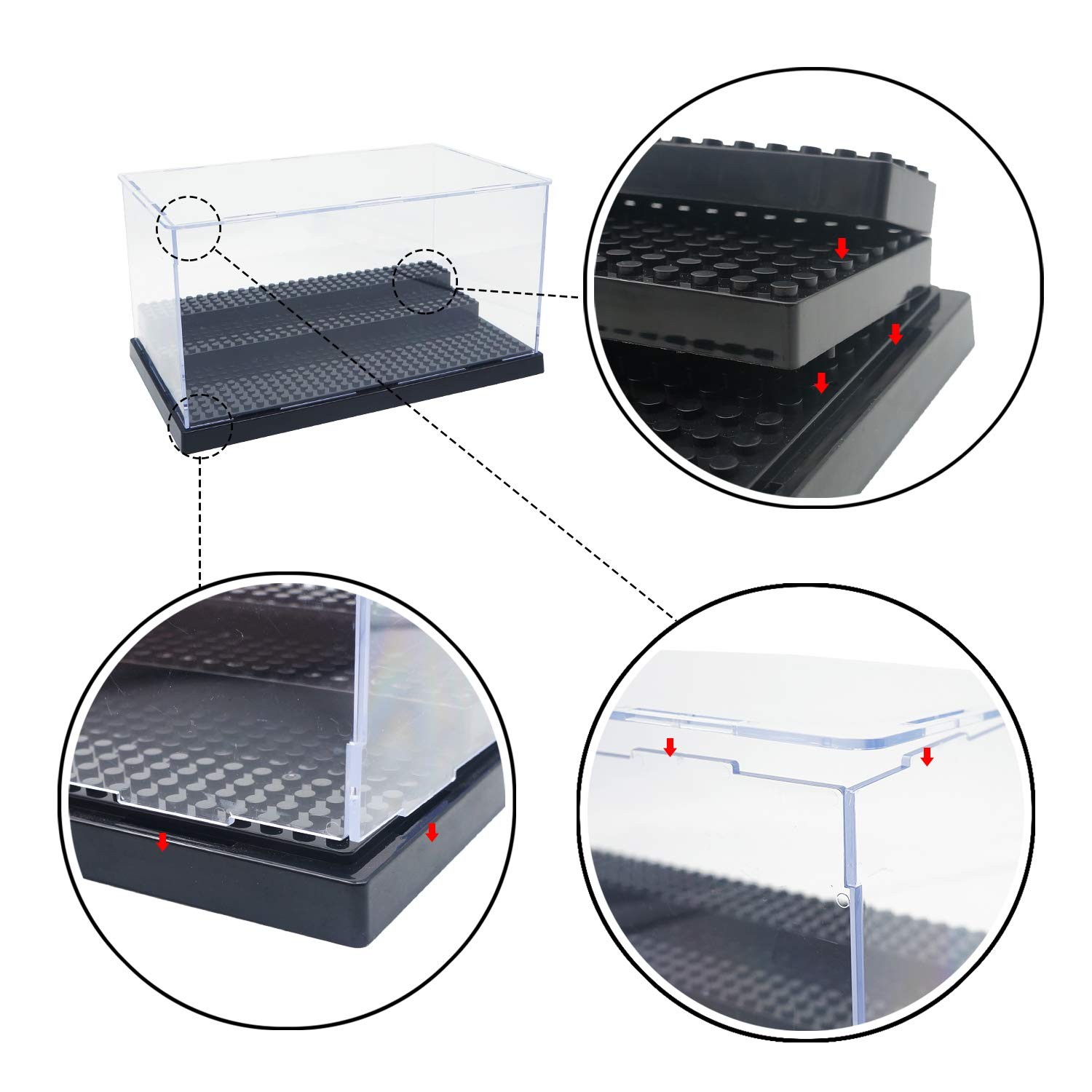 Display Case for Minifigure Action Figures Blocks, Display Box Storage for Le...