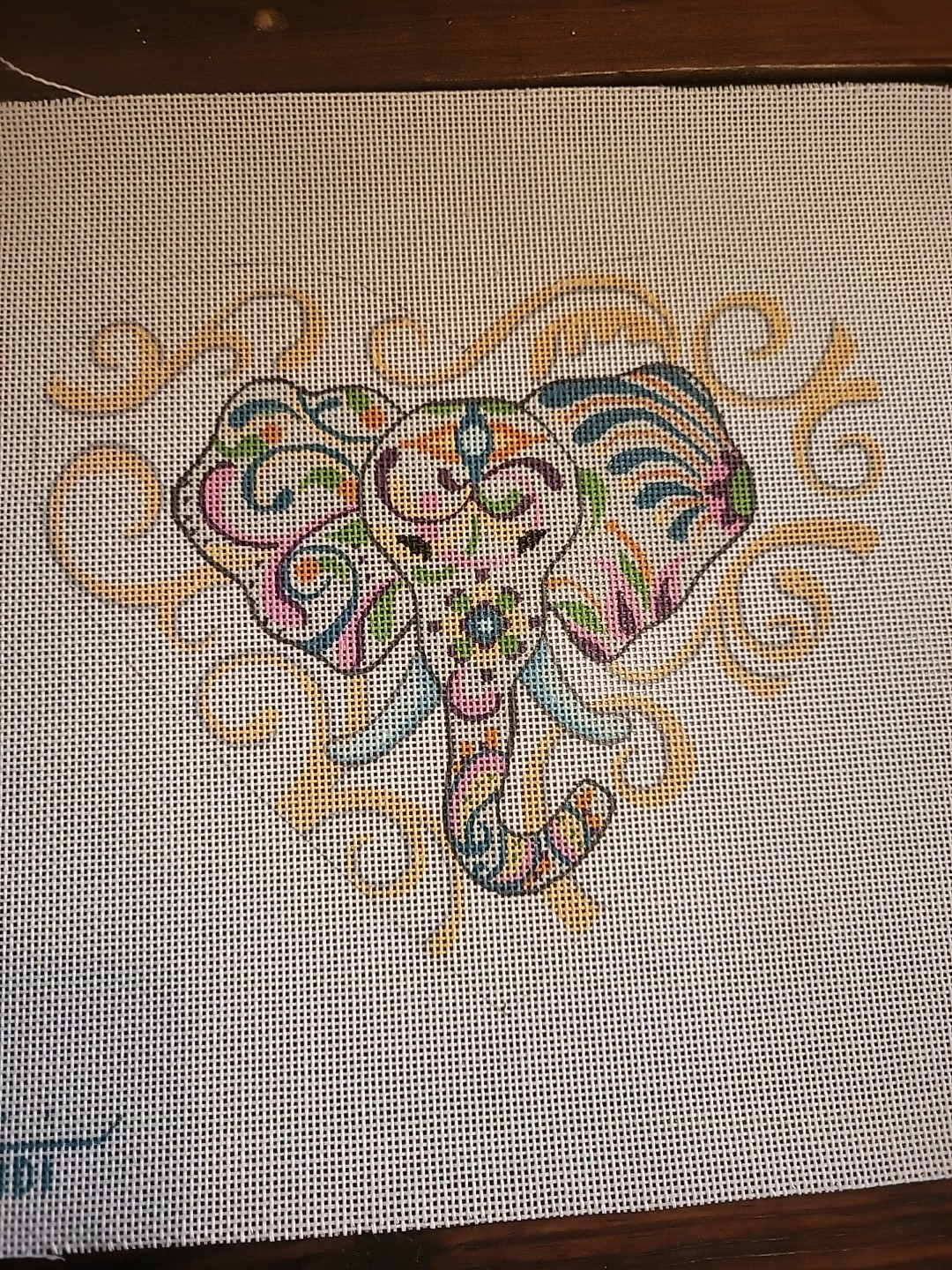Elephant Filigree Heart Needlepoint Canvas By Heidi Stanley