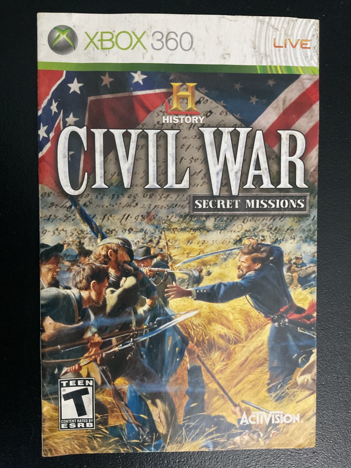 History Channel Civil War Secret Missions Xbox 360 Instruction Manual Only